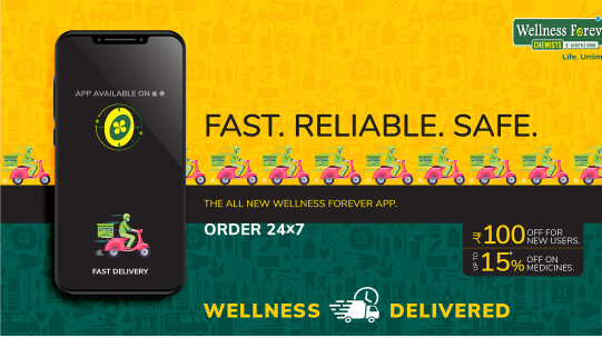 A Wellness Forever campaign for their delivery app: fast, reliable, safe, order 24x7
