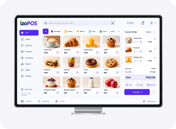 The IzoPOS app running on a full counter till