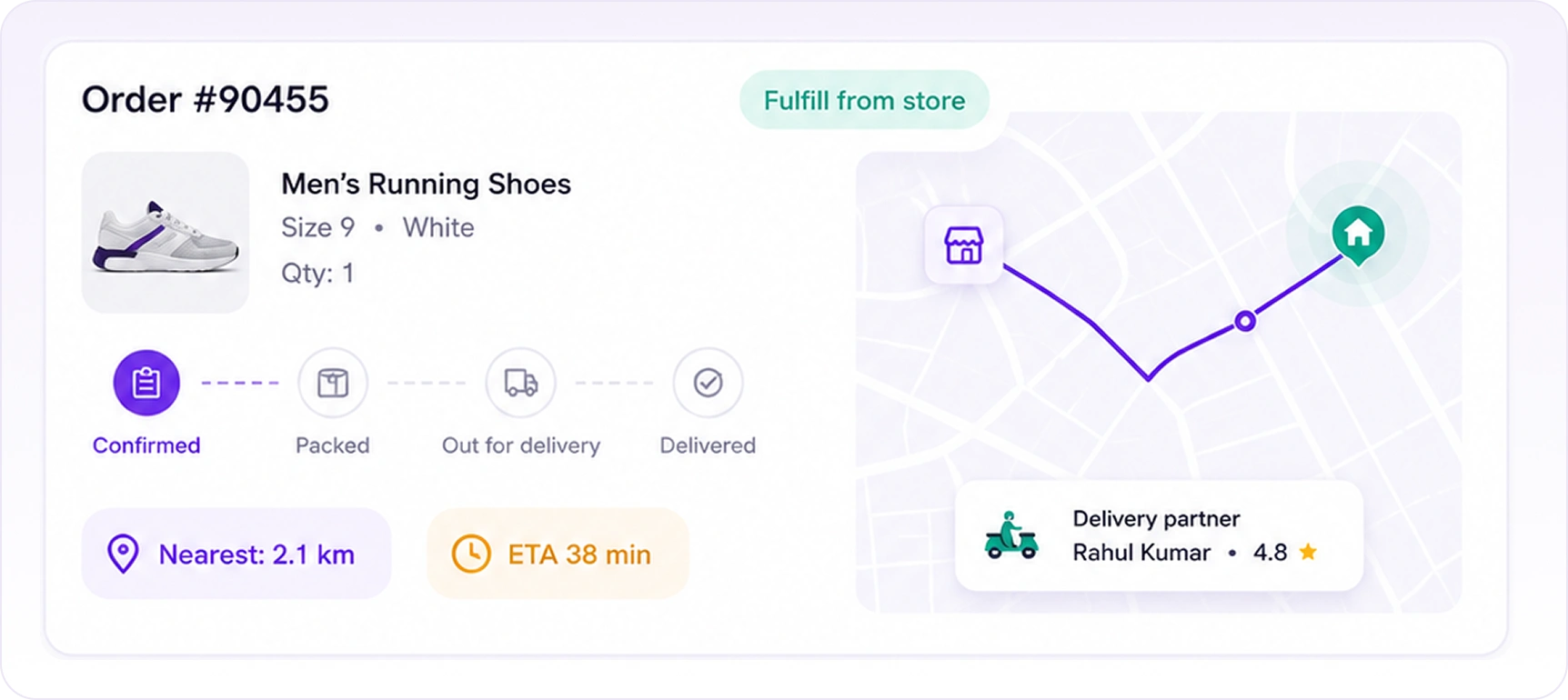 Izoleap store and warehouse fulfilment tracking card
