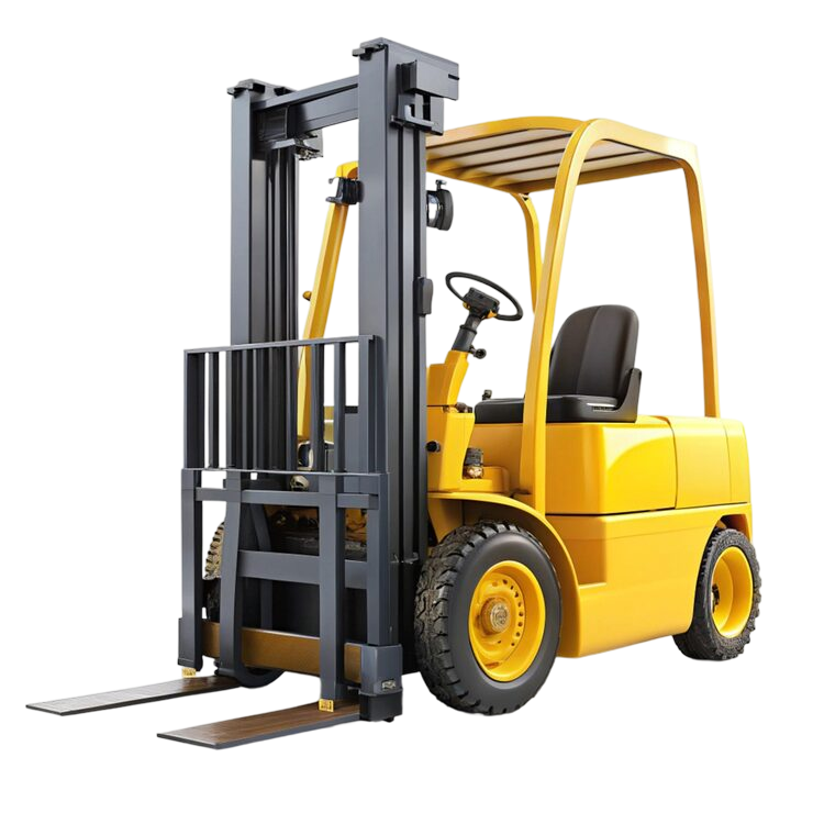 Illustration of a warehouse forklift moving goods