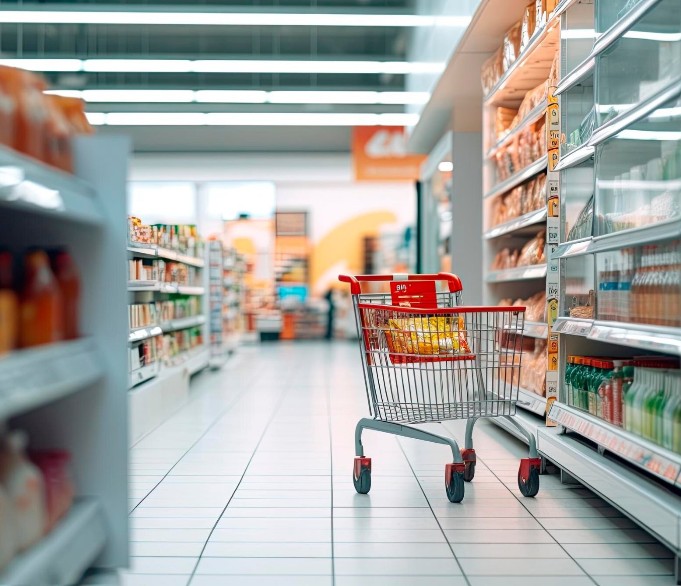 A shopper choosing products from a retail shelf