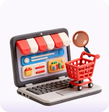 Illustration of a shopper discovering products online and in-store