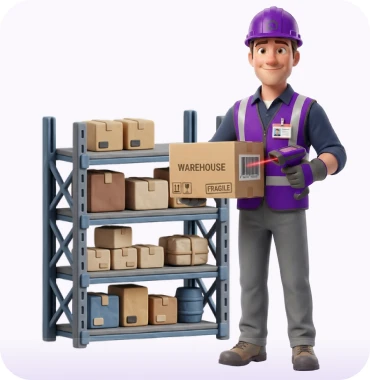 Illustration of real-time inventory being checked across every store and warehouse