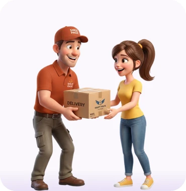 Illustration of a hassle-free return at any store or pickup point